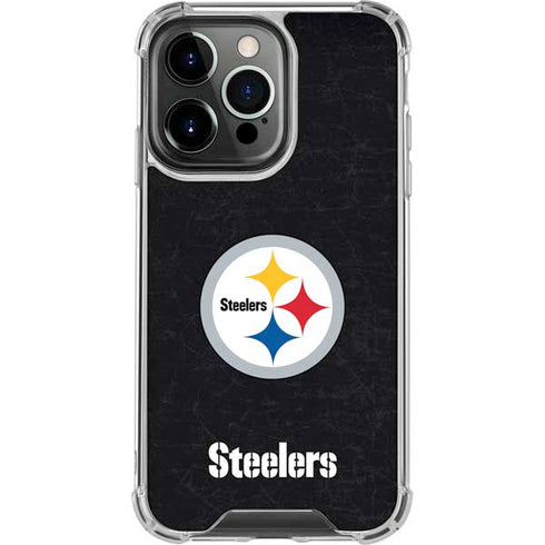 NFL Pittsburgh Steelers Distressed iPhone 16 Pro Clear Case